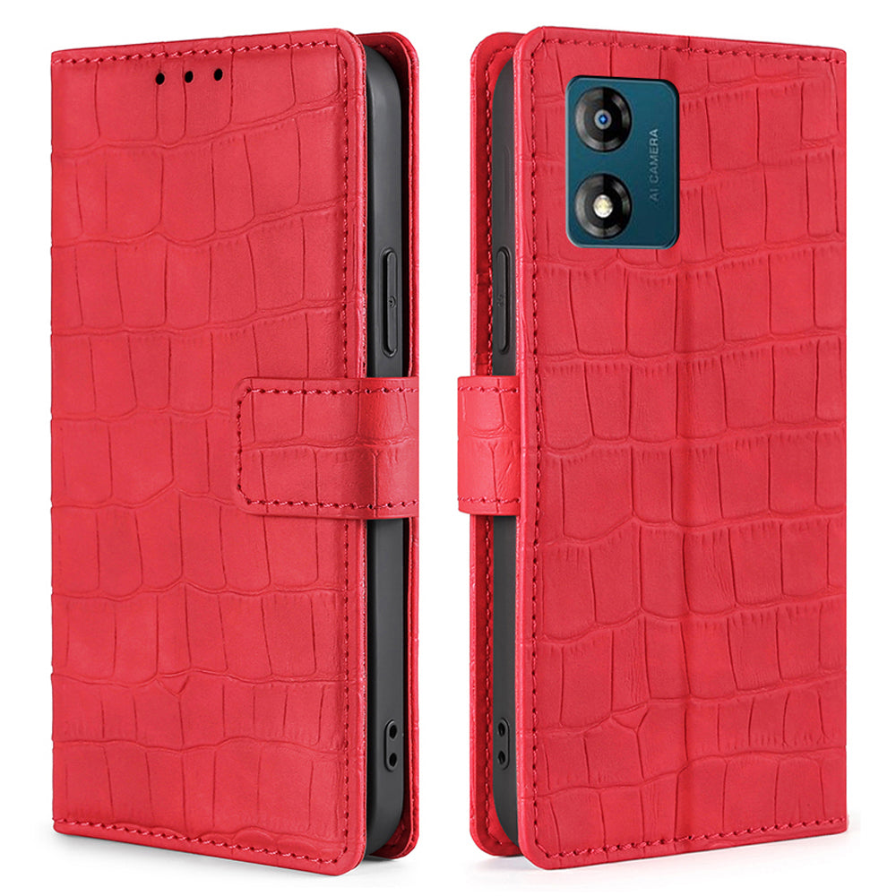 For Motorola Moto E13 4G Skin-friendly Phone Case Crocodile Texture PU Leather Wallet Stand Anti-fall Cover For Motorola Moto E13 4G Skin-friendly Phone Case Crocodile Texture PU Leather Wallet Stand Anti-fall Cover